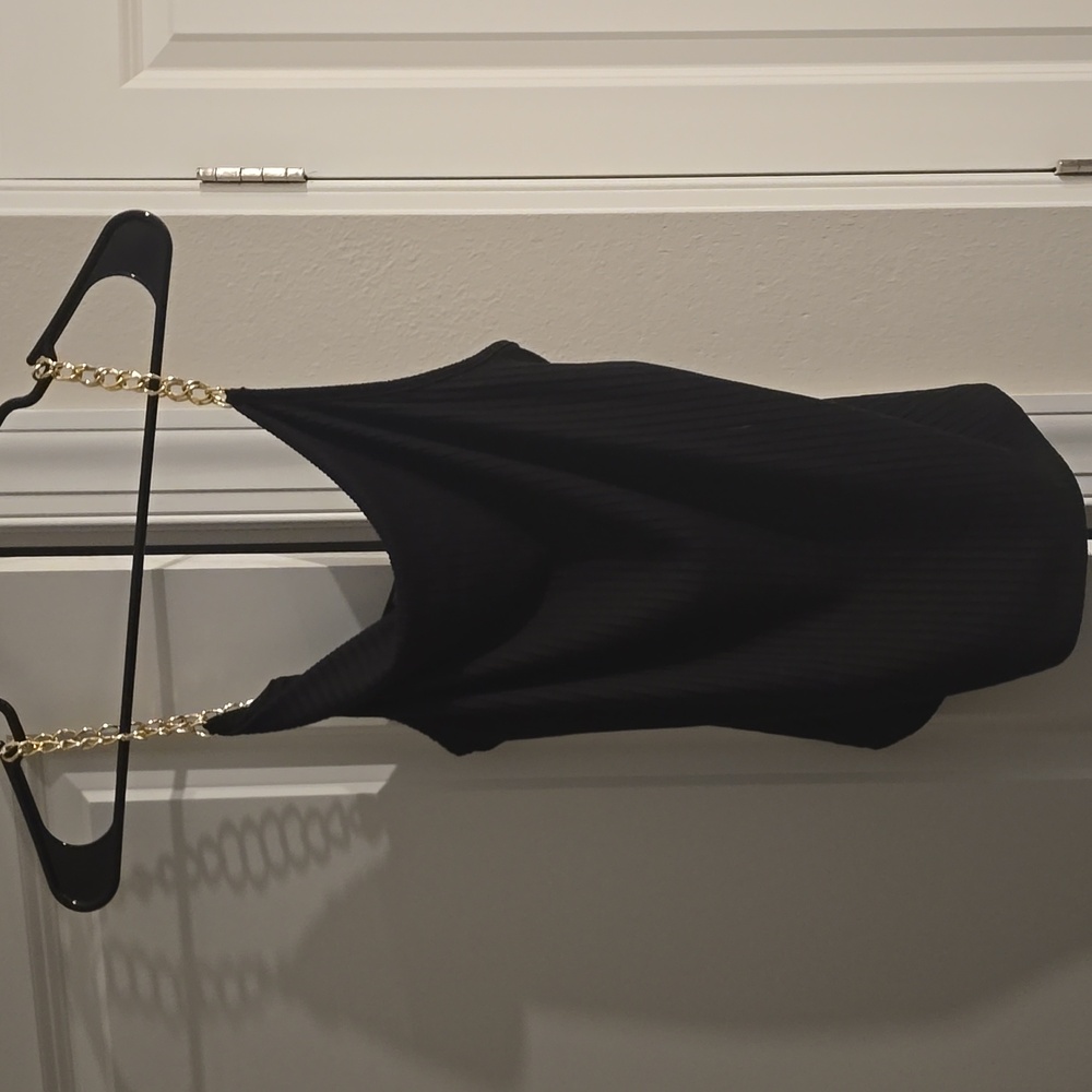 Free Kisses Black Top with Gold Chain Straps